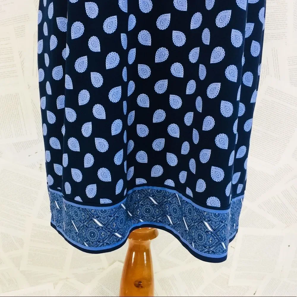 Michael Kors Navy Pasley Shift Dress Stretchy L